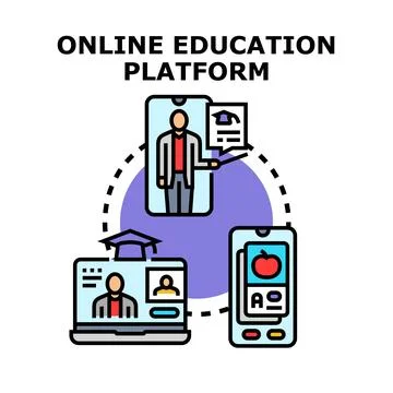 Online education platform connecting students and teachers digitally Stock Illustration