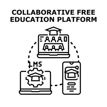 Online education platform connecting students for collaborative learning Stock Illustration