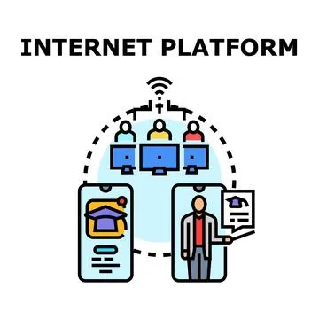 Online education platform connecting students and teachers digitally Stock Illustration
