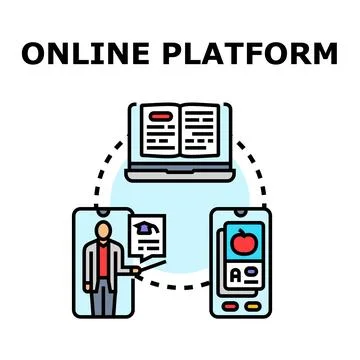 Online education platform connecting students and teachers Stock Illustration