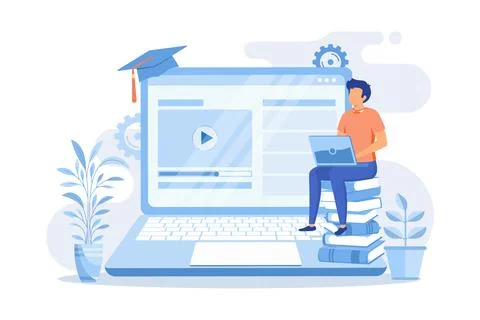 Online education platform Elearning platform, online teaching, educational .. Stock Illustration