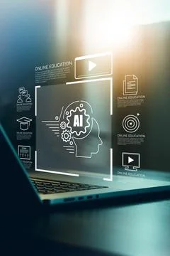 Online education platform featuring artificial intelligence tools and resources 스톡 사진