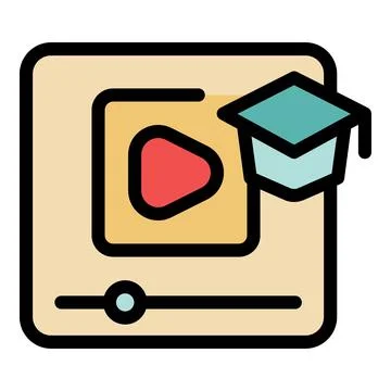 Online education platform interface with play button, progress bar, and gradu Illustrazione stock