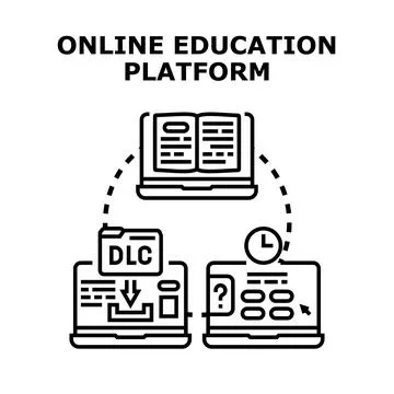 Online education platform network connecting learning resources 库存插图