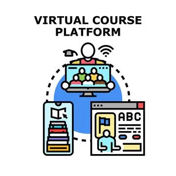 Online education platform offering virtual courses and e learning Stockillustratie