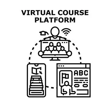 Online education platform offering virtual courses and e learning Stock Illustration