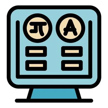 Online education platform showing math and alphabet symbols on monitor Stock Illustration