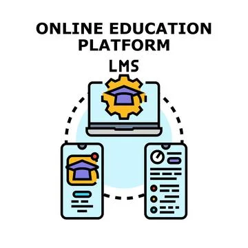 Online education platform system delivering remote learning Stock Illustration