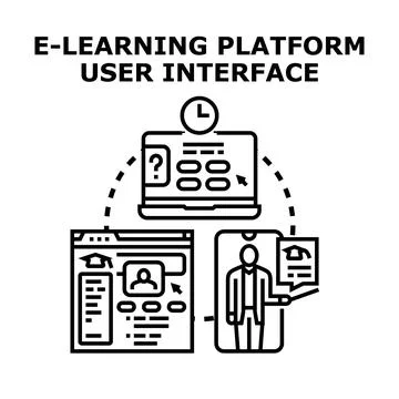 Online education platform user interface digital learning concept Stock Illustration