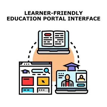 Online education portal interface with e learning content Stockillustratie