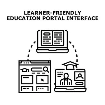 Online education portal interface with e learning content Stock Illustration