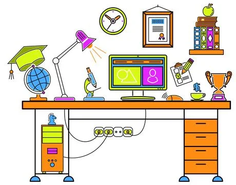 Online Education Process Stock Illustration