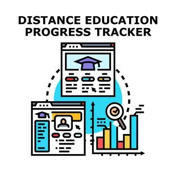 Online education progress tracking system concept Stock Illustration