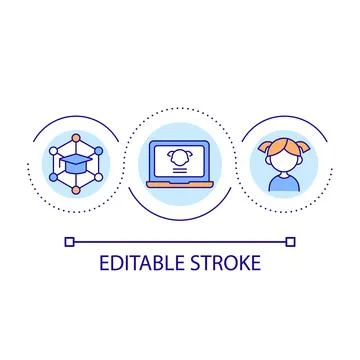 Online education resources for children loop concept icon Stockillustratie