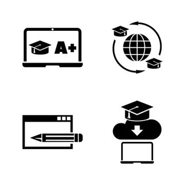 Online Education. Simple Related Vector Icons Stock Illustration