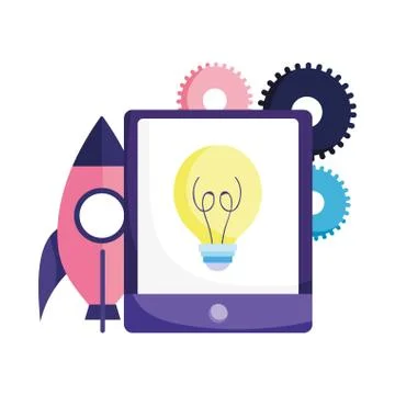 Online education, smartphone creativity class lesson study Illustrazione stock