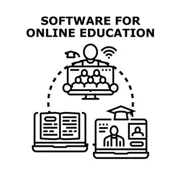 Online education software connecting students and teacher Stock-Illustration