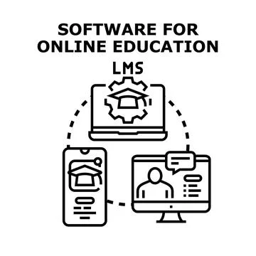 Online education software learning management system concept 스톡 일러스트