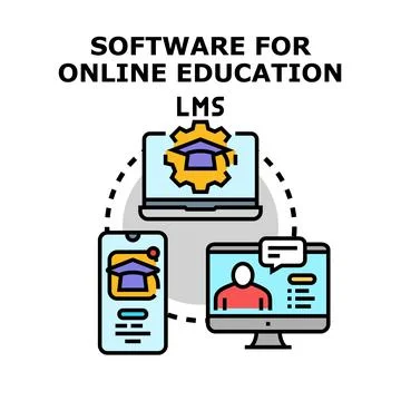 Online education software learning management system concept Illustrazione stock