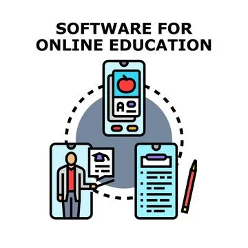 Online education software platform delivering remote learning experience Stock Illustration