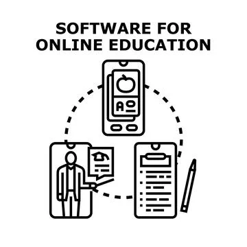 Online education software platform delivering remote learning experience Stock Illustration