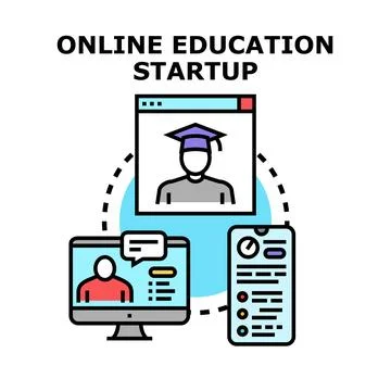 Online education startup creating distant learning platforms Illustrazione stock