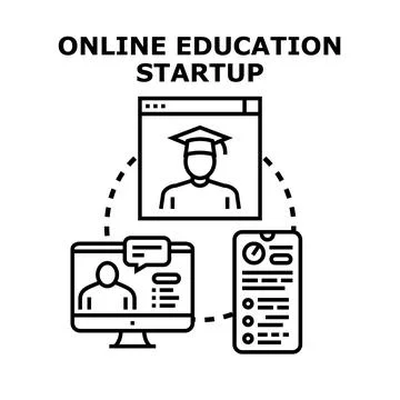 Online education startup creating distant learning platforms 库存插图