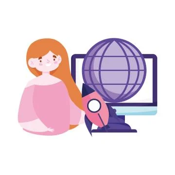 Online education student computer world startup creativity 스톡 일러스트