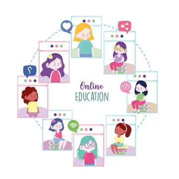 Online education students 스톡 일러스트