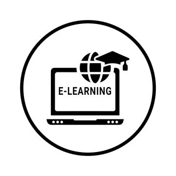 Online education, study icon. Black vector Illustration. 스톡 일러스트