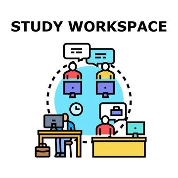 Online education studying or work workspace concept Stock Illustration
