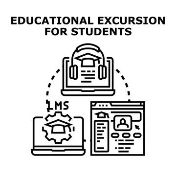 Online education system connecting students with digital learning platforms Stock Illustration
