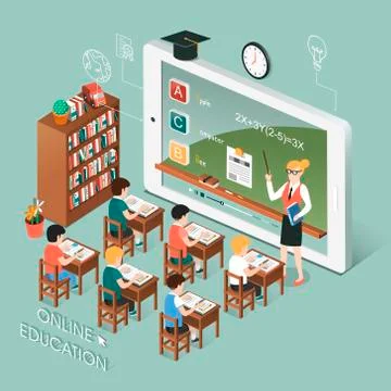 Online education with tablet 스톡 일러스트