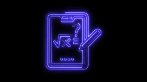 Online education tablet math problems neon glow digital learning technology Stock Footage 322971112