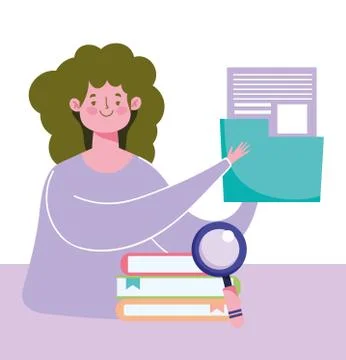 Online education, teacher with folder document and books イラスト素材