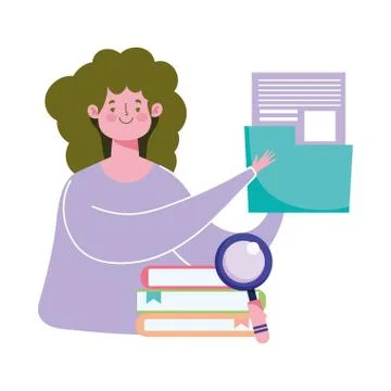 Online education, teacher with folder document and books イラスト素材