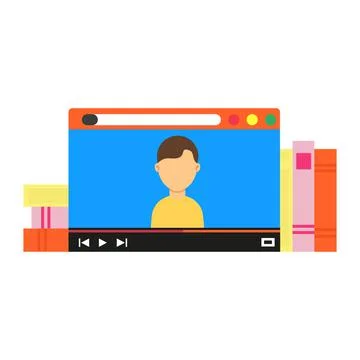 Online education technology vector illustration computer school student icon. Stock Illustration
