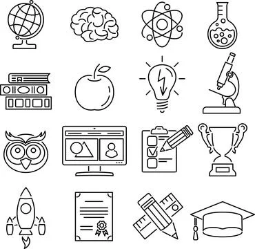 Online Education Thin Lines Web Icon Set Stock Illustration