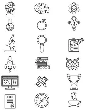 Online Education Thin Lines Web Icon Set Stock Illustration