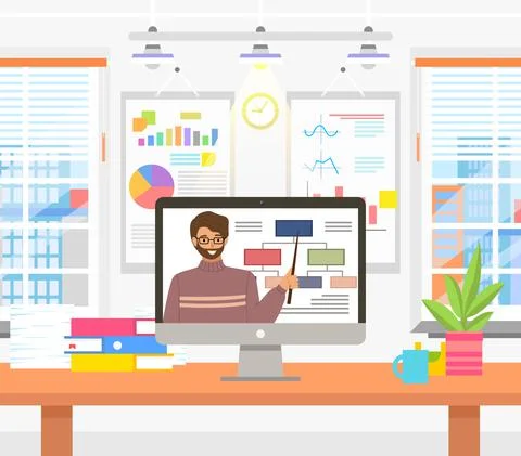 Online education, training or e-learning concept. Website for education and Stock Illustration