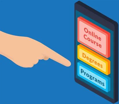 Online education, training or e-learning. Website for business education with Stock Illustration