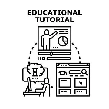 Online education tutorial concept with distant learning Stock Illustration