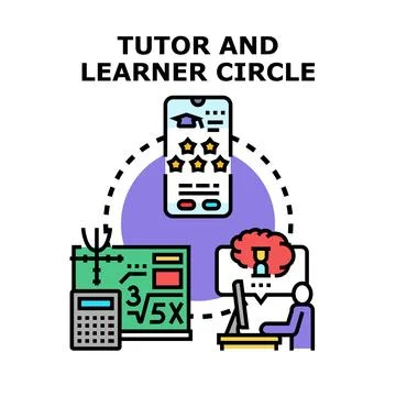Online education tutoring and learning circle concept Stockillustratie