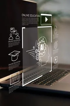 Online education using technology and AI tools in a digital learning environment Stock Photos
