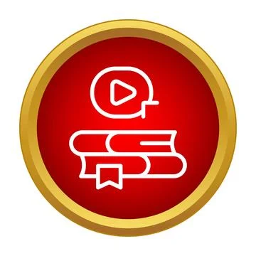 Online education video learning concept with books and play button Stock Illustration
