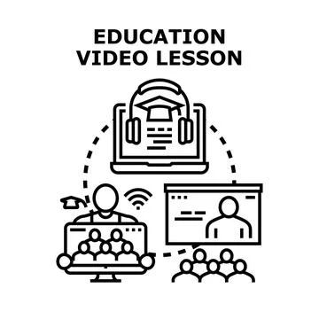 Online education video lesson for remote learning and e learning Stock Illustration