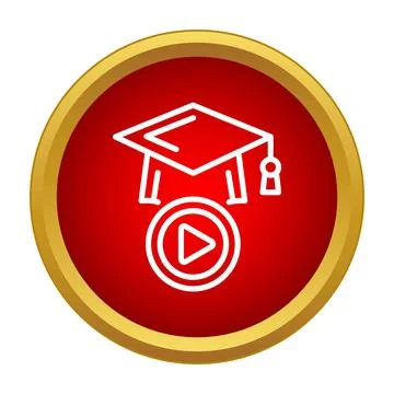 Online education video tutorial graduation cap icon Ilustración de archivo