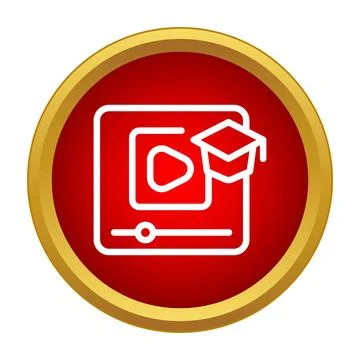 Online education video tutorial with graduation cap イラスト素材