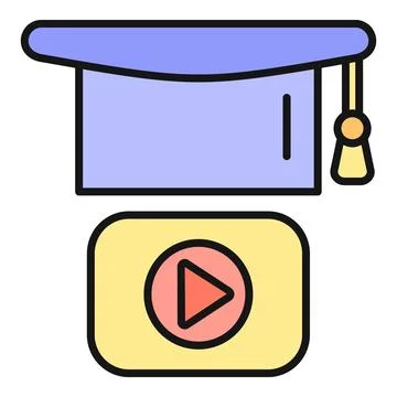 Online education video tutorial with graduation hat 스톡 일러스트