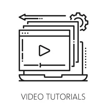 Online education video tutorial line icon or label Stock Illustration